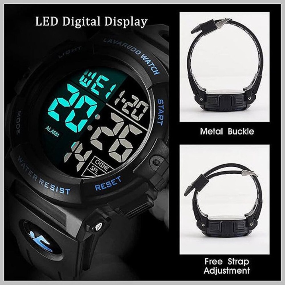 Mens Digital Watch Sports Military Watches Waterproof 08-Blue-B - Picture 3 of 8